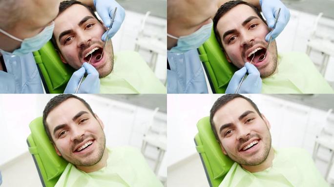 牙医的年轻人笑容笑脸外国人治牙