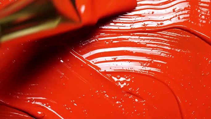 刷子混合红色丙烯酸画