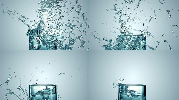 冰块溅水宣传片广告创意视频素材升格
