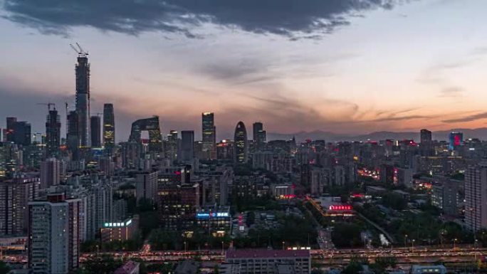 T/L WS HA PAN北京市中心高视角，日夜/北京，中国