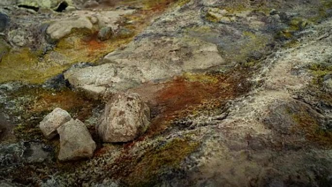 Hverarond地热区。多色硫磺岩石