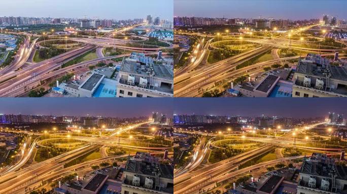 延时-北京，繁忙路口鸟瞰图，从白天到晚上 (WS/Zoom)