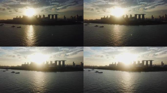 黄昏时新加坡的天际线