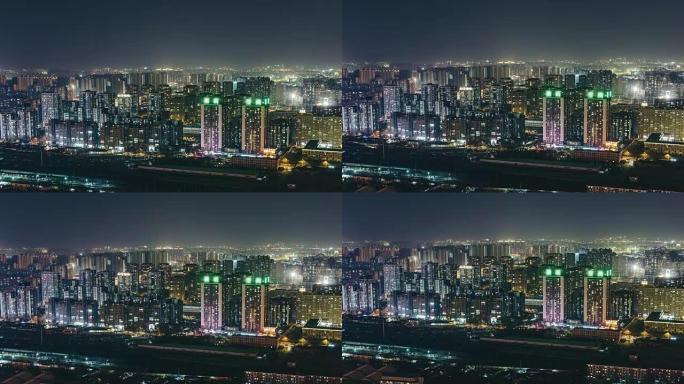 T/L WS HA TD城市住宅区夜间/北京，中国