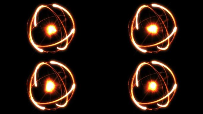 原子抽象背景橙色抽象背景橙色粒子线条运动