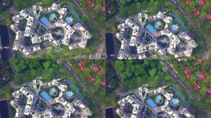 新加坡城市现代公寓的鸟瞰图