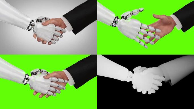 机器人与人握手人工智能人机交互世界达成协