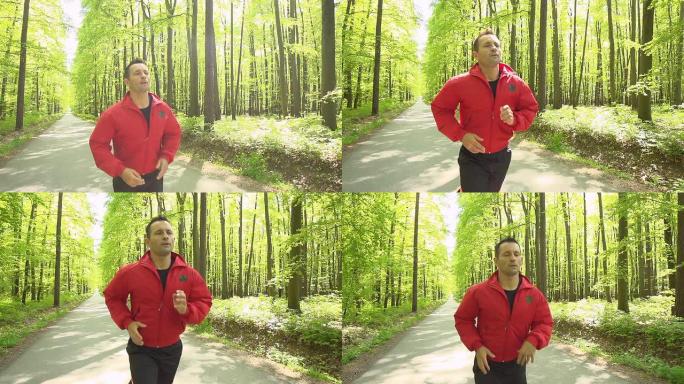 高清超级慢动作: 在森林里奔跑的人