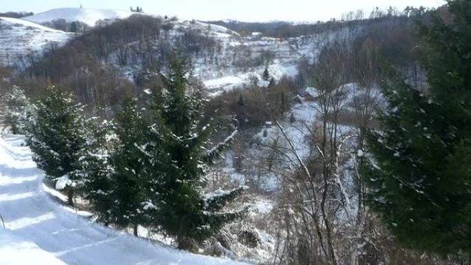 空中飞雪乡村