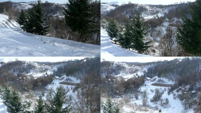 空中飞雪乡村