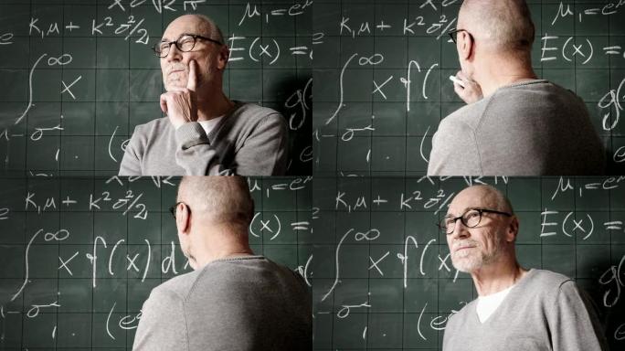 教授在黑板上写字高数物理推算演练