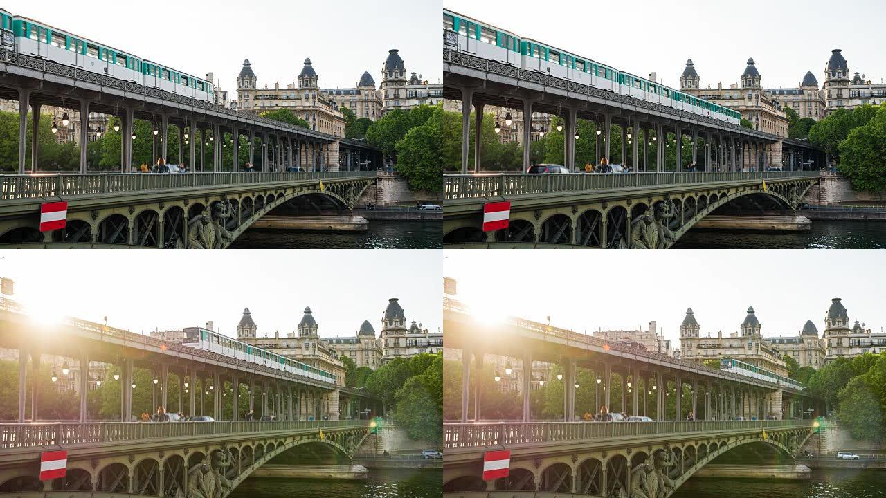 巴黎塞纳河上的比尔-哈基姆桥的交通