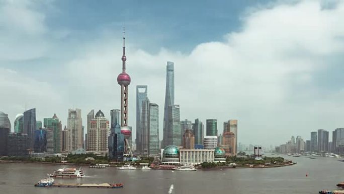 时间流逝-上海的鸟瞰图 (平移)