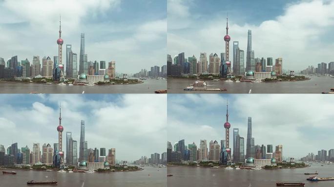时间流逝-上海的鸟瞰图 (平移)