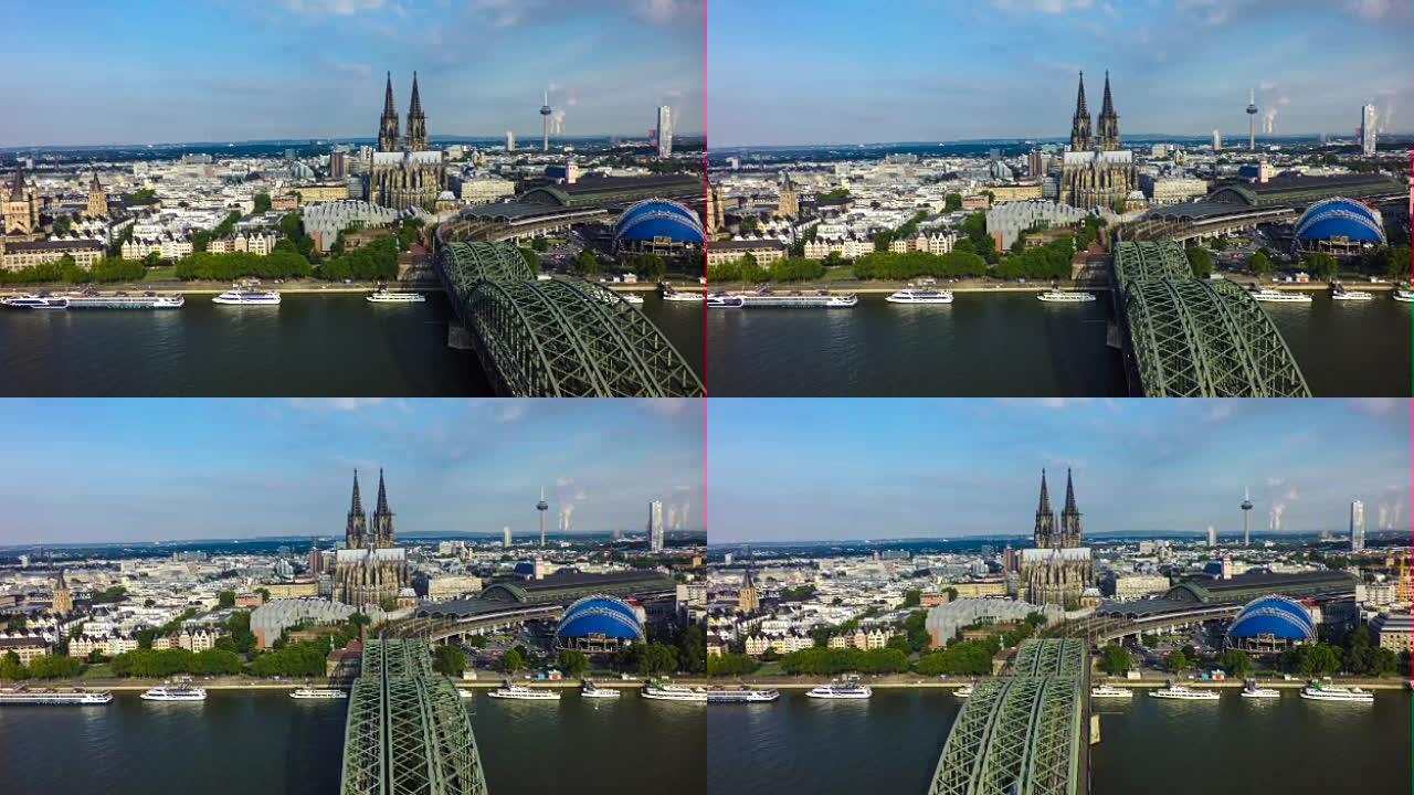 空中: 科隆大教堂和霍亨索伦大桥，科隆，德国