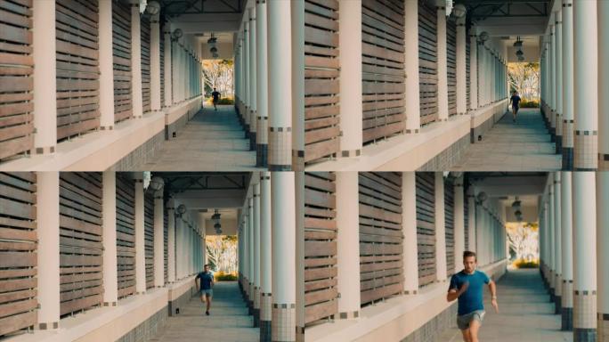 男子在城市环境中慢跑