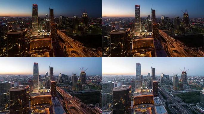 时间流逝-从黎明到黎明的北京天际线的高角度视图 (WS HA缩小)