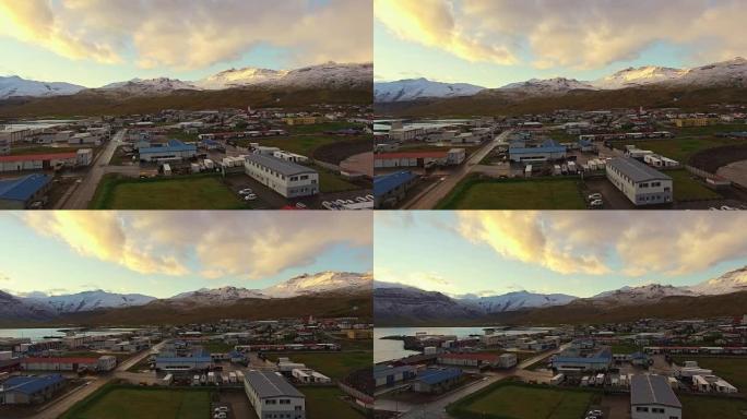冰岛的空中沿海城镇