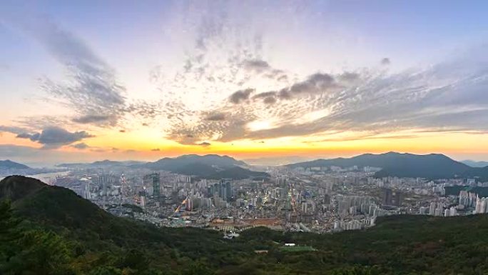 4K.韩国釜山市的延时视图