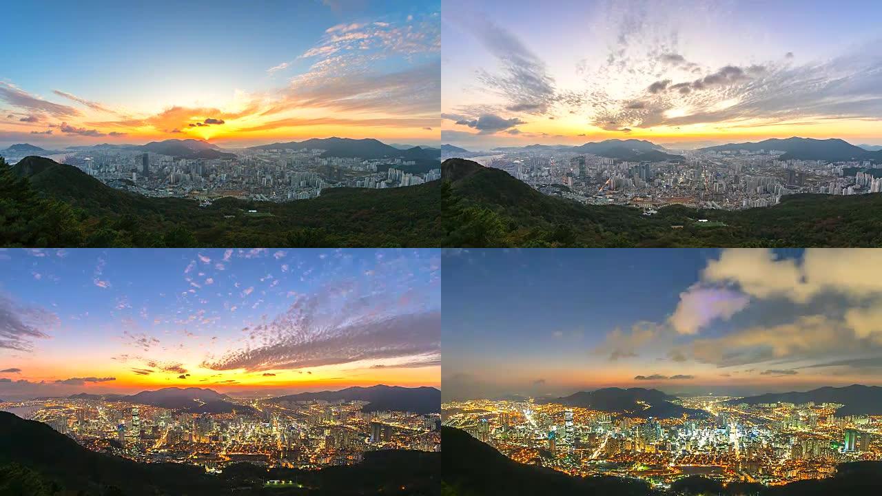 4K.韩国釜山市的延时视图
