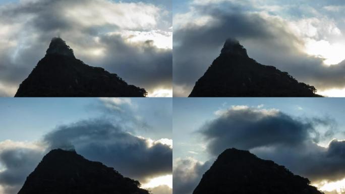 里约热内卢时间表地标建筑耶稣雕像山顶剪影