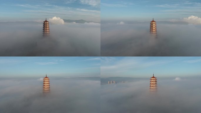 4K 航拍 鼓楼 大好河山 风景 福塔