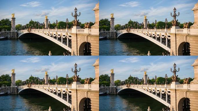 巴黎亚历山大三世大桥连接香榭丽舍区和荣军院