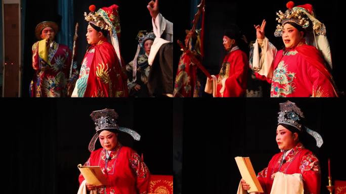 晚上戏台唱戏演出演唱舞台戏古人传统文化