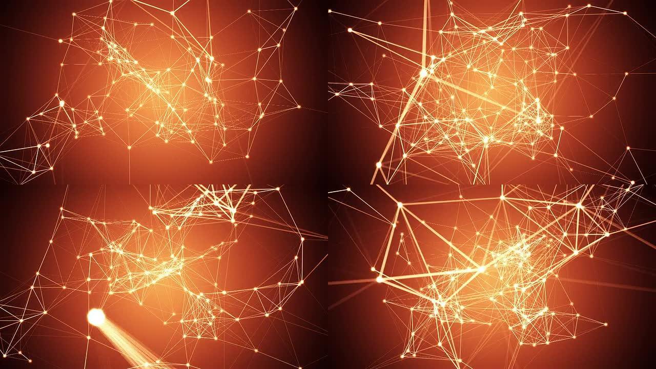 抽象橙色网络连接高科技背景金融6g