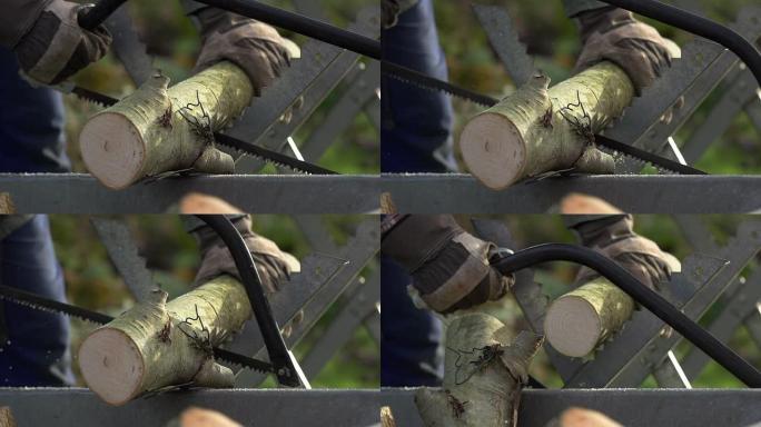 慢速运动：锯伐木乱砍树乱伐伐木工电锯