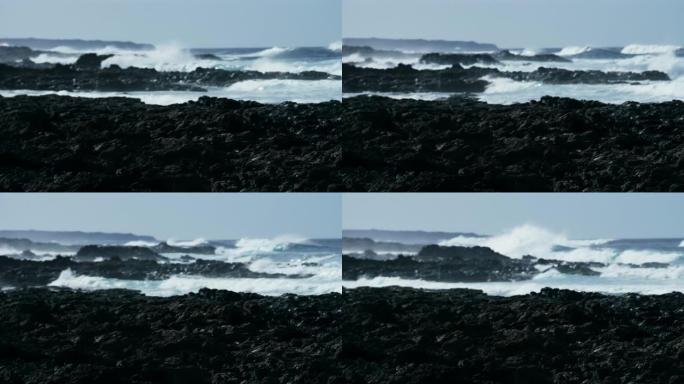 崎岖不平的海岸生态海域流体浪花海浪