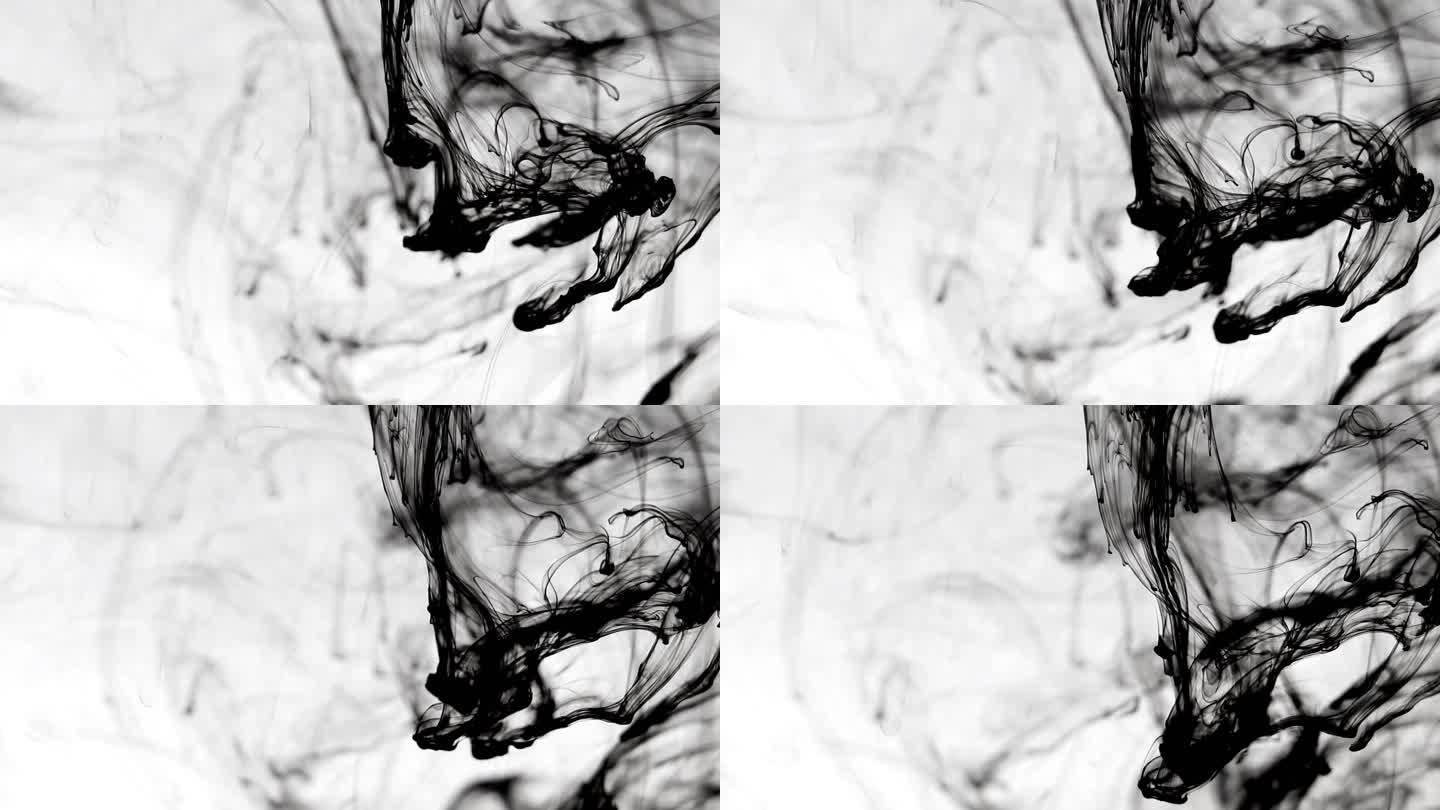 墨滴入水中水墨水中墨舞泼墨背景视频片头