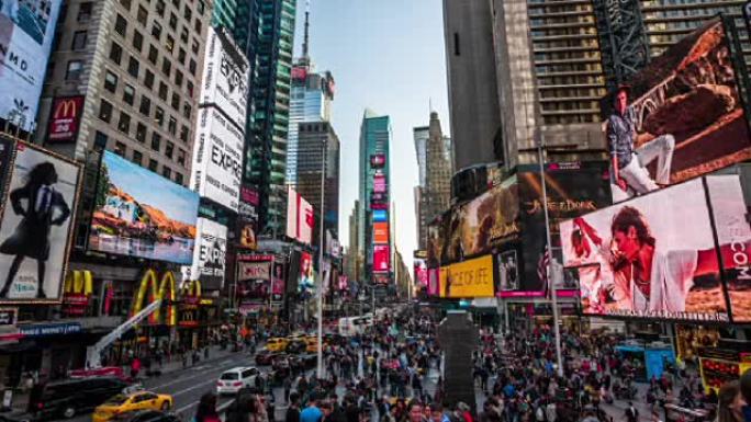 纽约市时代广场旅游人流量广告牌高楼大厦