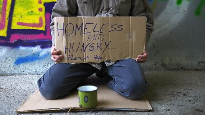 高清多莉: 无家可归的人在地下通道乞讨