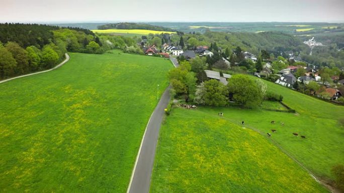 德国的乡村欧洲小镇航拍唯美生态小城