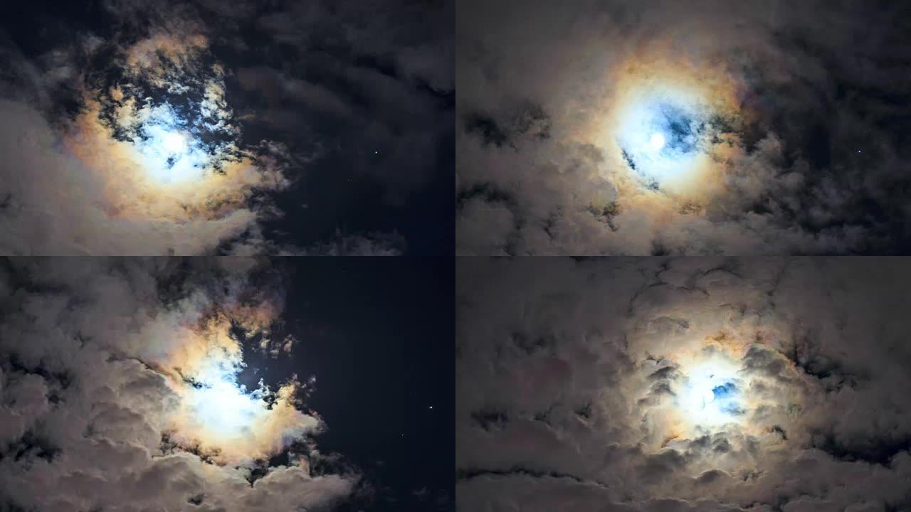 月亮的时光倒流空镜头流云云朵逆光云层