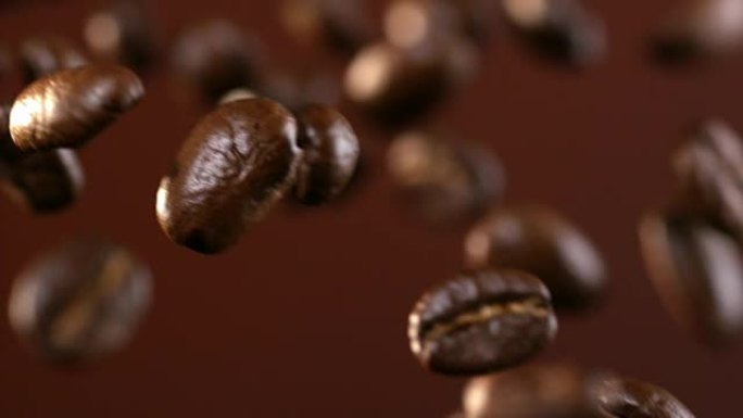 咖啡豆掉落升格慢镜头视觉创意特写镜头