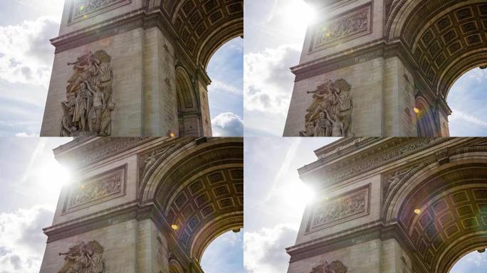 凯旋门的景色，巴黎最著名的纪念碑之一