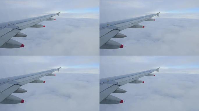 机翼在云层中飞行