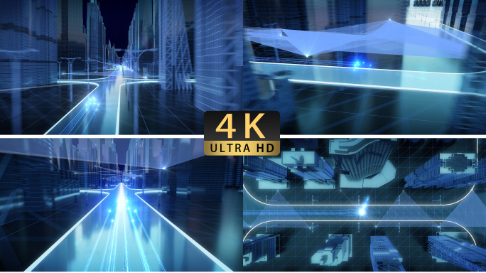 【4K】科技城市光线穿梭三维动画视频素材