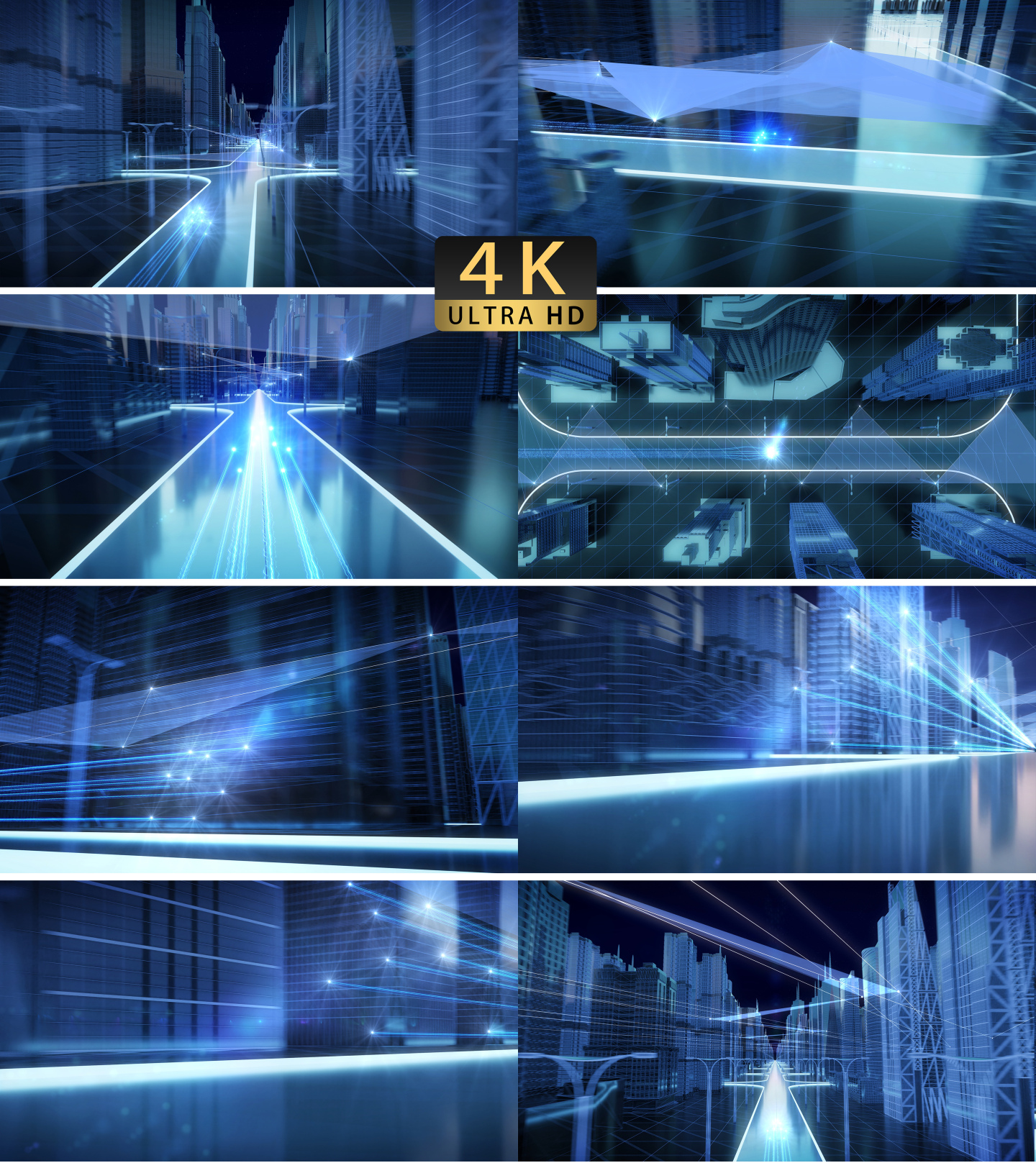 【4K】科技城市光线穿梭三维动画视频素材