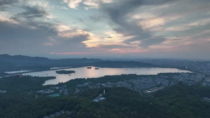 大气唯美4K航拍西湖朝阳