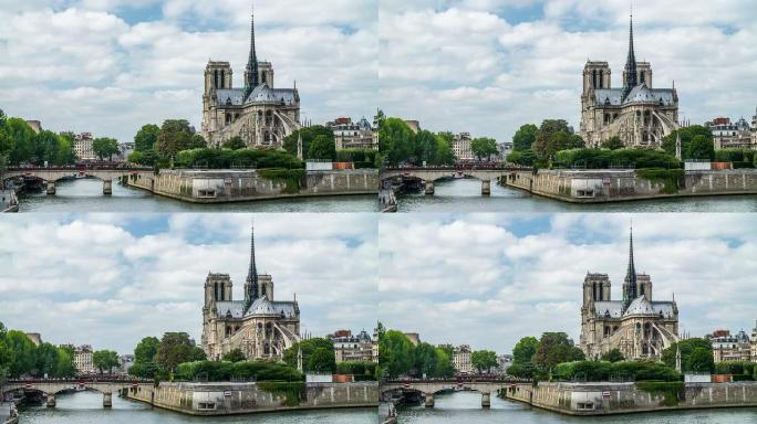巴黎圣母院地标建筑城市发展现代化都市
