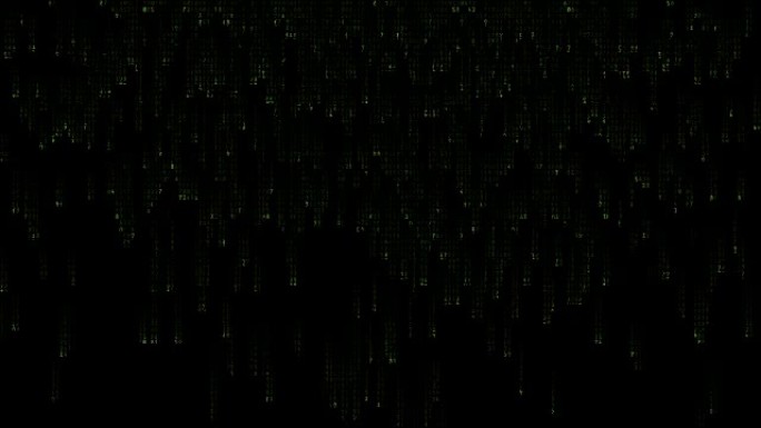 下降二进制代码数据。黑色背景上的绿色字母