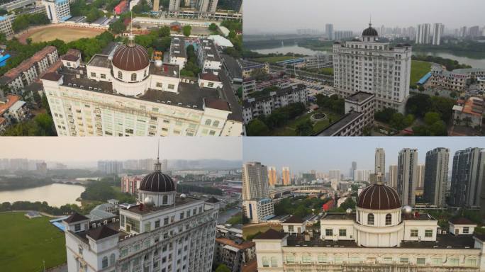 广西珠江委南宁勘测设计院大楼航拍4K西江