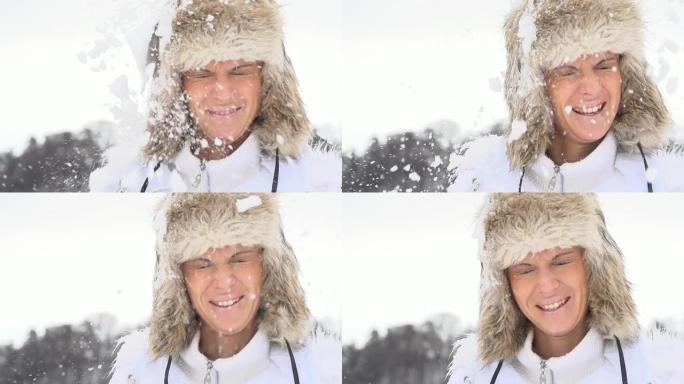 HD SUPER SLOW-MO：雪球击中女人