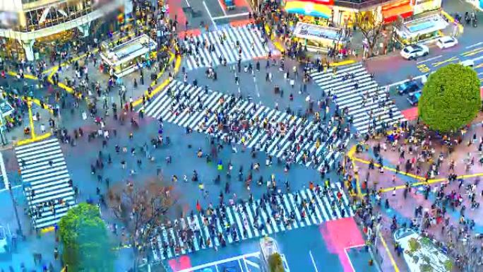 4K.日本东京涩谷过境点的延时鸟瞰图