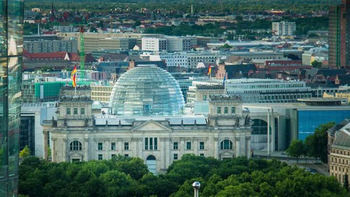 德国柏林国会大厦外国建筑欧式风格城市航拍