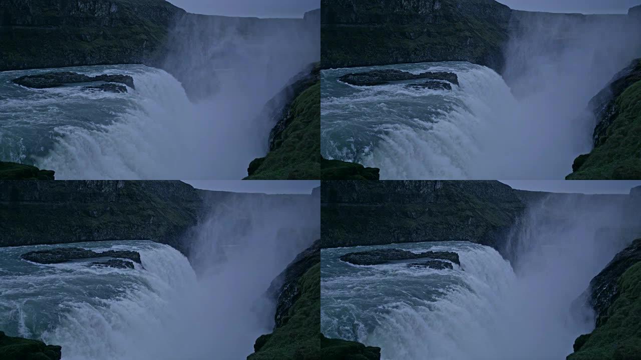 被岩石包围的瀑布飞流直下三千尺山涧溪流瀑