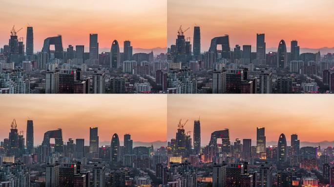 延时 -- 北京天际线高架视图，昼夜过渡